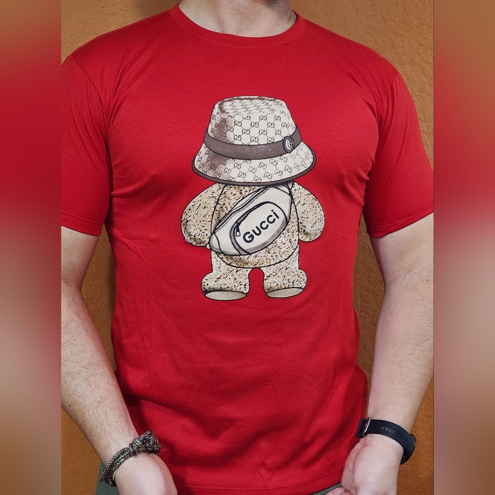 Gucci Red T-Shirt with Bear Graphic